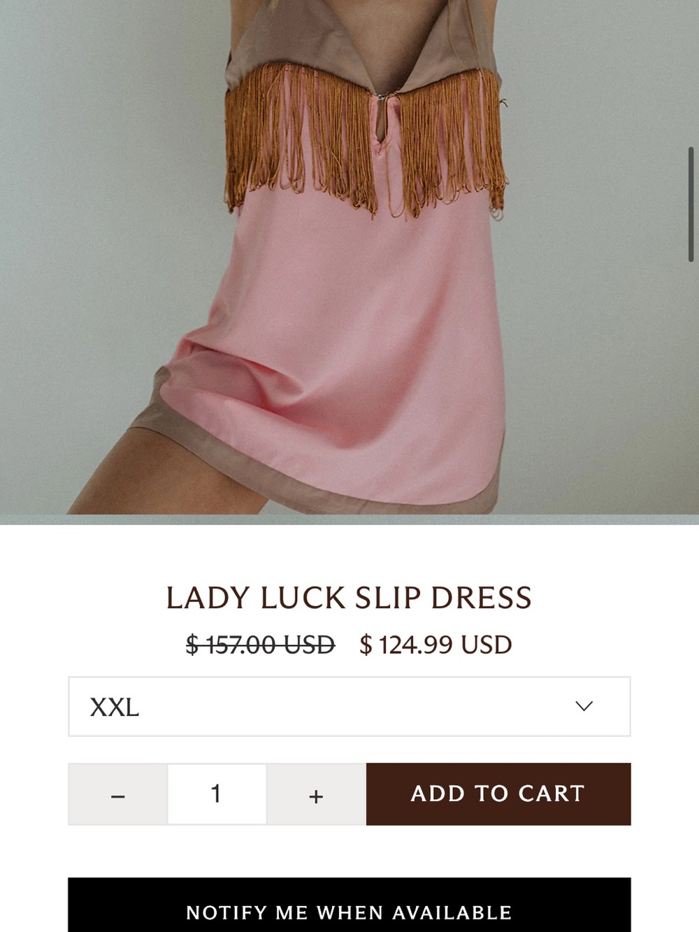 Lady Luck Western Slip Dress - Pink & Taupe fringe